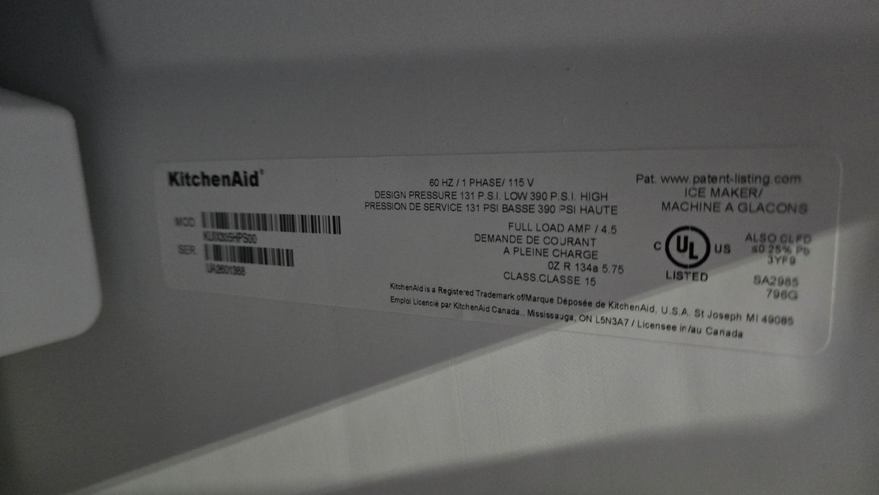 KitchenAid KUIX335HPS 15" Automatic Ice Maker w/ PrintShield Finish New Out Box