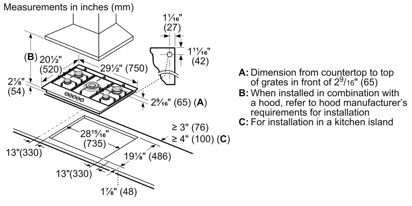Bosch NGMP077U  Benchmark Gas on Glass 30" Gas Cooktop  4 Yr Warranty Included!!