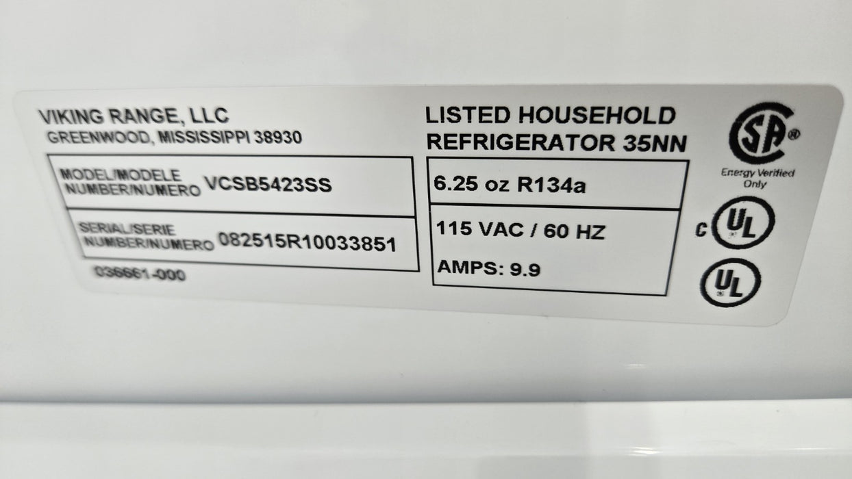 Viking VCSB5423SS Quiet Cool 25.3 Cu. Ft. Side-by-Side Built-In Refrigerator -