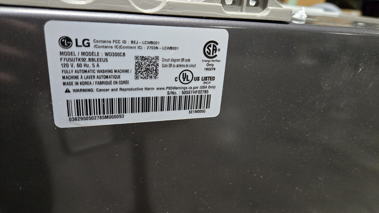 NEW LG WD300CB SideKick 27" 1.0 CU. Ft. High-Efficiency Top Load Pedestal Washer