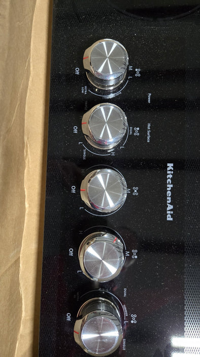 KitchenAid KCES556HBL 36 Inch Electric Cooktop 5 Radiant Elements: Black