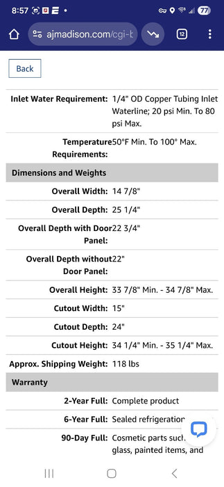 Viking FPNI515 Professional 15" Nugget Ice Maker with Built-In Drain Pump