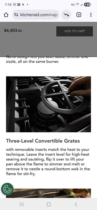 KitchenAid KFGC500JPA 30'' Smart Commercial-Style Gas Range 