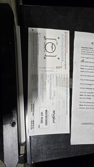 WHIRLPOOL WUI75X15HZ 15" Built-In or Freestanding Reversible Door Ice Maker SS