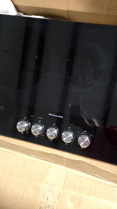 KitchenAid KCES556HBL 36 Inch Electric Cooktop 5 Radiant Elements: Black